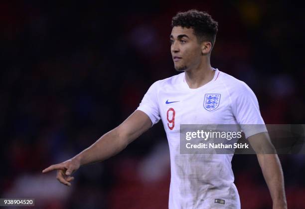 Dominic Calvert-Lewin of England U21 looks on during the U21 European Championship Qualifier match between England U21 and Ukraine U21 at Bramell...