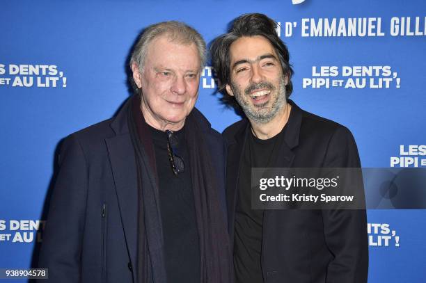 Herbert Leonard and Emmanuel Gillibert attend the "Les Dents, Pipi Et Au Lit" Paris Premiere at UGC Cine Cite des Halles on March 27, 2018 in Paris,...