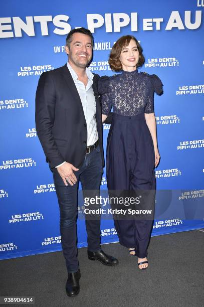 Arnaud Ducret and Louise Bourgoin attend the "Les Dents, Pipi Et Au Lit" Paris Premiere at UGC Cine Cite des Halles on March 27, 2018 in Paris,...