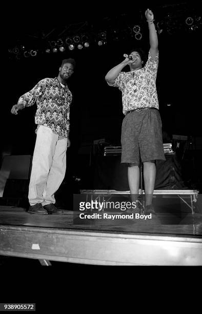 Rappers Posdnuos and Trugoy The Dove from De La Soul performs at the U.I.C. Pavilion in Chicago, Illinois in May 1989.