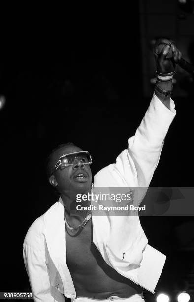Rapper MC Hammer performs at the Indianapolis Convention Center in Indianapolis, Indiana in April 1989.