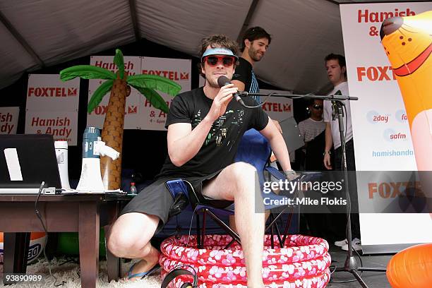 Hamish Blake performs at the Hamish and Andy BYO Pool Party to celebrate their final radio show for the year at Dawes Point on December 4, 2009 in...