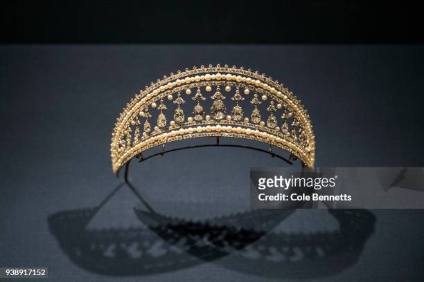 The Kokoshnik Tiara at the Cartier: The Exhibition Media Preview at the National Gallery of Australia on March 28, 2018 in Canberra, Australia.