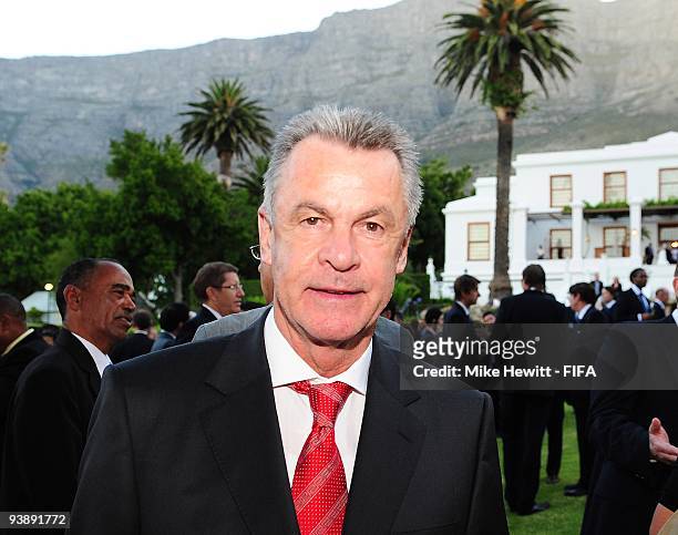 Head coach Ottmar Hitzfeld of Switzerland attends the FIFA 2010 World Cup banquet at the official residence of the Premier of the Western Cape in...