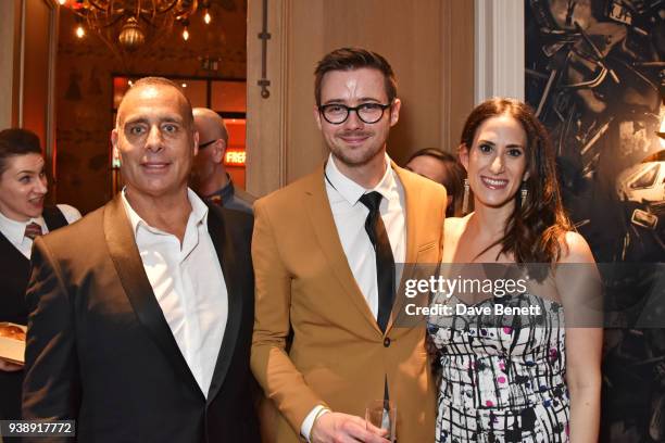 Producer Evan Sacks, director Richard Fitch and Jennifer Diamond attend the press night after party for "Ruthless! The Musical" at The Ham Yard Hotel...