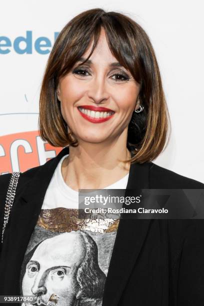 Italian Tv Host Benedetta Parodi attends 'Succede' photocall on March 27, 2018 in Milan, Italy.