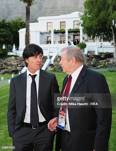 Head coach Joachim Low of Germany attends a FIFA 2010 World Cup banquet at the official residence of the Premier of the Western Cape in Leeuwenhof,...