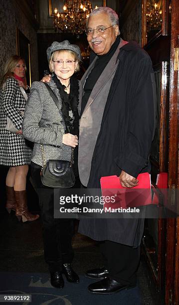 James Earl Jones and friend attend the launch party for the Whatsonstage.com Theatregoers' Choice Awards 2010 at Cafe de Paris on December 4, 2009 in...