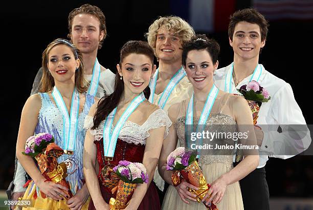 Winners Meryl Davis and Charlie White of the USA , 2nd placed Tessa Virtue and Scoot Moir of Canada and Nathalie Pechalat and Fabian Bourzat of...