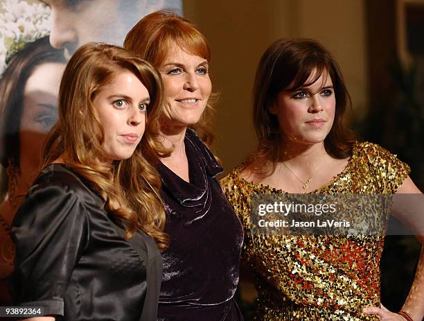 Princess Beatrice, Dutchess of York Sarah Ferguson and princess Eugenie attends the premiere of "The Young Victoria" at Pacific Theatre at The Grove...