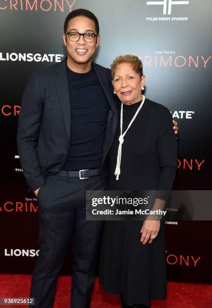 Don Lemon and his mother Katherine Lemon attend the "Acrimony" New York Premiere on March 27, 2018 in New York City.