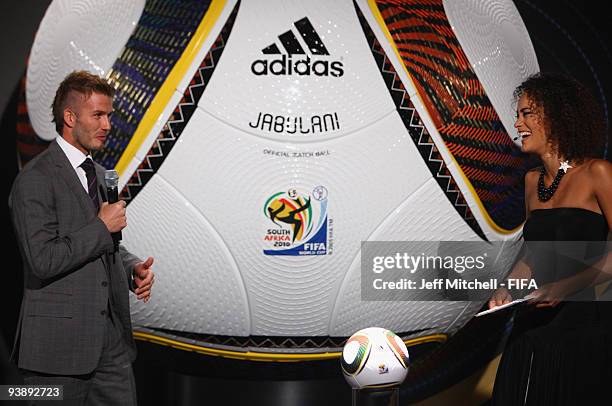 David Beckham attends the Official hand over of the 210 FIFA World Cup match ball at the Waterfront studios on December 4, 2009 in Cape Town, South...