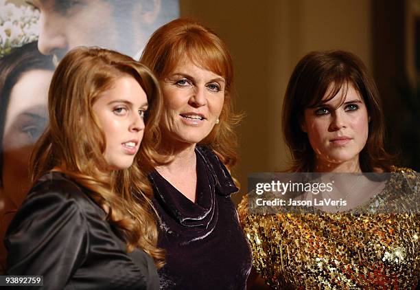 Princess Beatrice, Dutchess of York Sarah Ferguson and princess Eugenie attends the premiere of "The Young Victoria" at Pacific Theatre at The Grove...