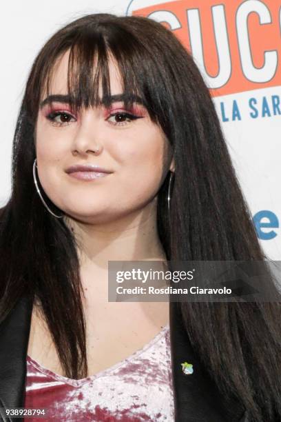 You tube star Muriel De Gennaro attends 'Succede' photocall on March 27, 2018 in Milan, Italy.