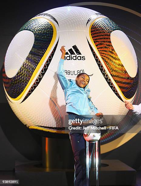 Dancer performs at the Official hand over of the 2010 FIFA World Cup match ball at the Waterfront studios on December 4, 2009 in Cape Town, South...