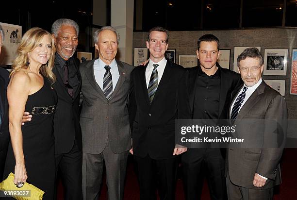 Producer Lori McCreary, executive producer/actor Morgan Freeman, producer/director Clint Eastwood, producer Robert Lorenz, actor Matt Damon and...