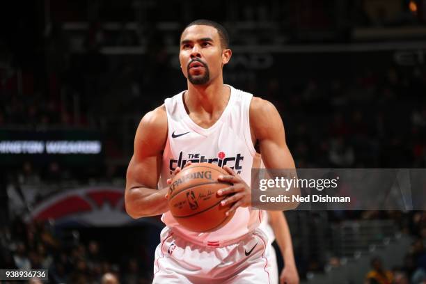 Ramon Sessions of the Washington Wizards shoots the ball against the San Antonio Spurs on March 27, 2018 at Capital One Arena in Washington, DC. NOTE...