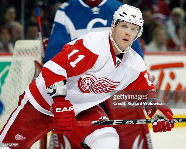 Daniel Cleary of the Detroit Red Wings skates during the NHL game against the Montreal Canadiens on November 21, 2009 at the Bell Centre in Montreal,...