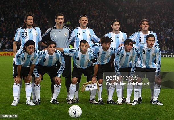 The Argentinian team line up for a team photo during the International Friendly match between Scotland and Argentina at Hampden Park on November 19,...