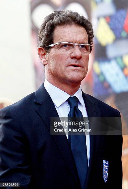 England coach Fabio Capello arrives before the Final Draw for the FIFA World Cup 2010 December 4, 2009 at the International Convention Centre in Cape...