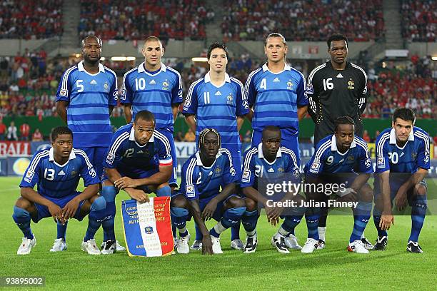 The French team line up before the FIFA2010 World Cup Qualifier Group 7 match between Austria and France at the Ernst-Happel Stadium on September 6,...