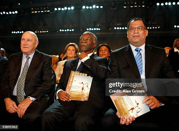Of South Africa 2010 Danny Jordaan and former Presidents Thabo Mbeko and F.W. De Klerk attend the Final Draw for the FIFA World Cup 2010 December 4,...