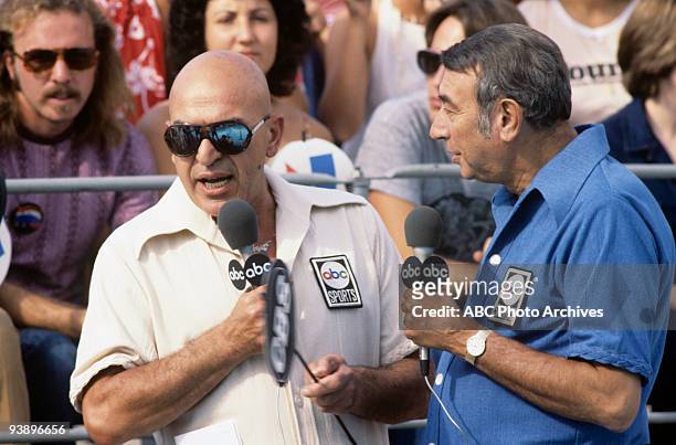 Walt Disney Television via Getty Images SPECIAL - "Battle of the Network Stars" - 11/4/77, Telly Savalas, Howard Cosell on the Walt Disney Television...
