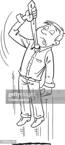 businessman pull tie - hands pulling rope stock illustrations