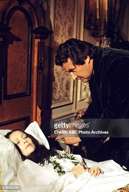 Walt Disney Television via Getty Images MOVIE FOR TV - "Dead of Night: No Such Thing as a Vampire" - 3/29/77, Anjanette Comer and Patrick Macnee...