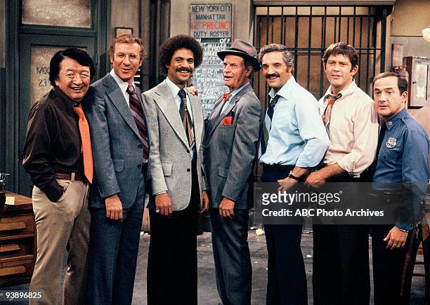 Gallery - Season Two - 12/11/75, Pictured, from left: Jack Soo , Steve Landesberg , Ron Glass , James Gregory , Hal Linden , Max Gail , Ron Carey ,