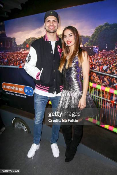 German actor Jimi Blue Ochsenknecht and his 'Let's Dance' dancing partner Renata Lusin during the 'VIP 90's Let's Glow' Opening Party at Madame...