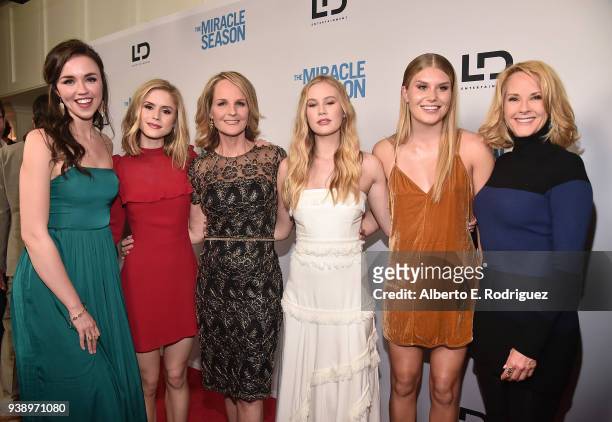 Lillian Doucet-Roche, Erin Moriarty, Helen Hunt, Danika Yarosh, Natalie Sharp and Rebecca Staab attend the Premiere Of Mirror And LD Entertainment's...