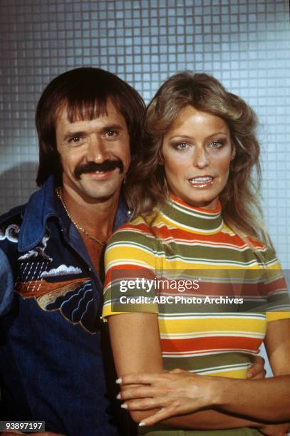 Walt Disney Television via Getty Images MOVIE FOR TV - "Murder on Flight 502" 1975 Sonny Bono, Farrah Fawcett