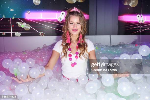 Model Neele Bronst during the 'VIP 90's Let's Glow' Opening Party at Madame Tussauds on March 27, 2018 in Berlin, Germany.
