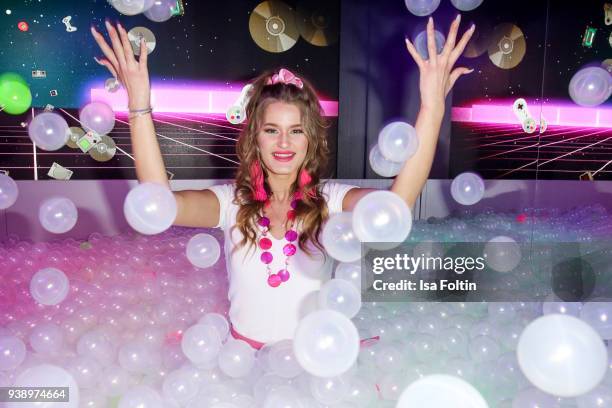 Model Neele Bronst during the 'VIP 90's Let's Glow' Opening Party at Madame Tussauds on March 27, 2018 in Berlin, Germany.