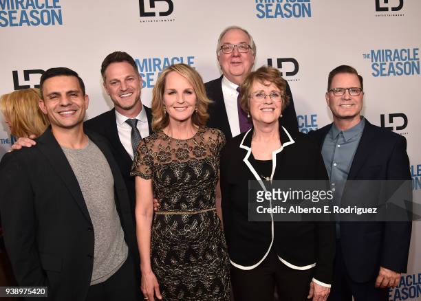 Pete Shilaimon, Scott Holroyd, Helen Hunt, Ernie Found, Kathy Bresnahan and Campbell McInnes attend the Premiere Of Mirror And LD Entertainment's...