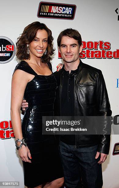 Jeff Gordon and wife Ingrid Vandebosch arrive at Sports Illustrated's Club SI NASCAR at PURE Nightclub at Caesars Palace on December 3, 2009 in Las...