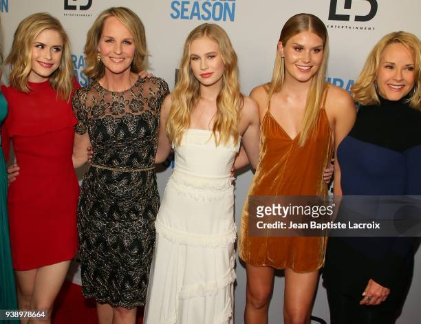 Lillian Doucet-Roche, Erin Moriarty, Helen Hunt, Danika Yarosh, Natalie Sharp and Rebecca Staab attend the world premiere of 'The Miracle Season' on...