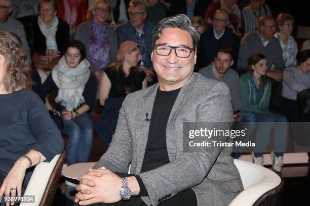 And music producer Mousse T. During the 'Markus Lanz' TV show on March 27, 2018 in Hamburg, Germany.