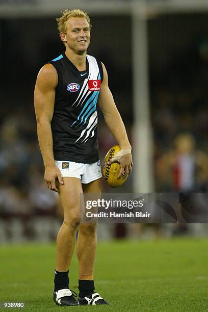 Chad Cornes for Port Adelaide enjoys himself, during the Round 3 AFL Match between the St Kilda Saints and the Port Adelaide Power, played at...