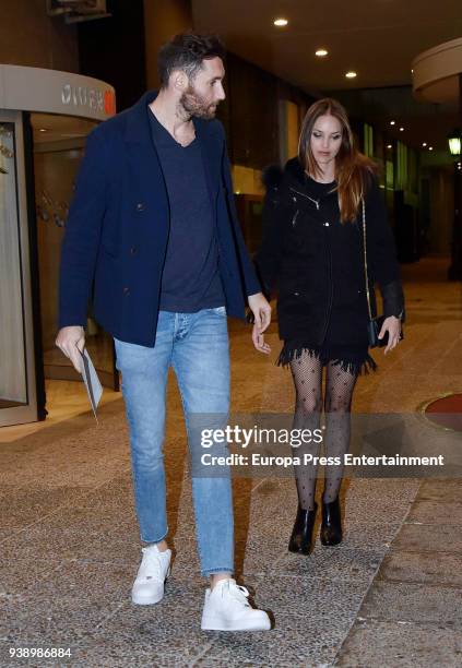 Rudy Fernandez and Helen Lindes are seen leaving Diverxo restaurant on March 14, 2018 in Madrid, Spain.