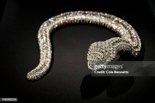Cartier snake on show the Cartier: The Exhibition Media Preview at the National Gallery of Australia on March 28, 2018 in Canberra, Australia.