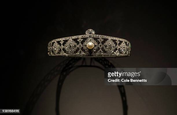 Cartier tiara on show at the Cartier: The Exhibition Media Preview at the National Gallery of Australia on March 28, 2018 in Canberra, Australia.