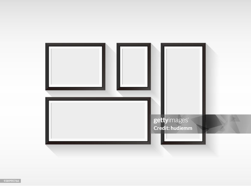Vector blank picture frame set isolated on white background