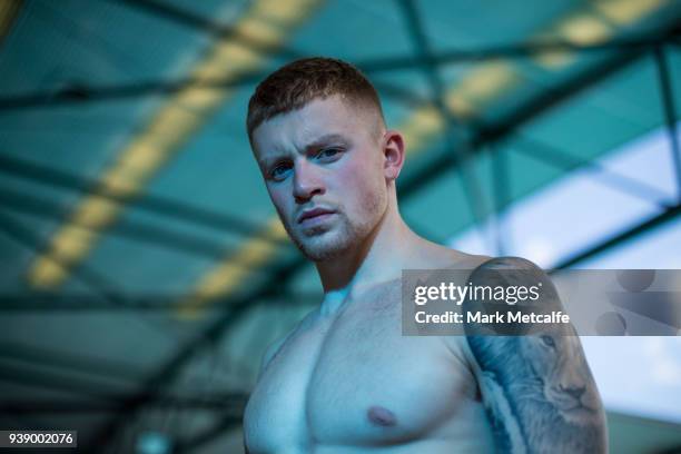 Adam Peaty poses during a Team England media opportunity ahead of the 2018 Gold Coast Commonwealth Games, at Somerville High School on March 28, 2018...