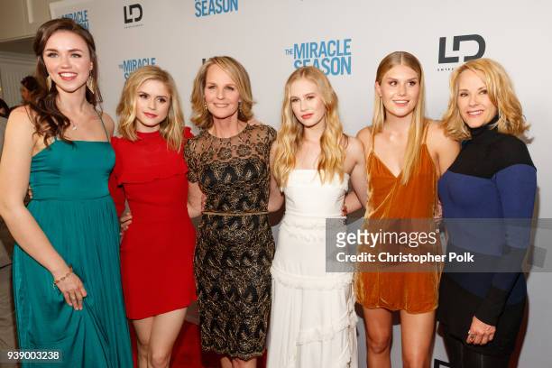 Lillian Doucet-Roche, Erin Moriarty, Helen Hunt, Danika Yarosh, Natalie Sharp and Rebecca Staab attend the Premiere Of Mirror And LD Entertainment's...