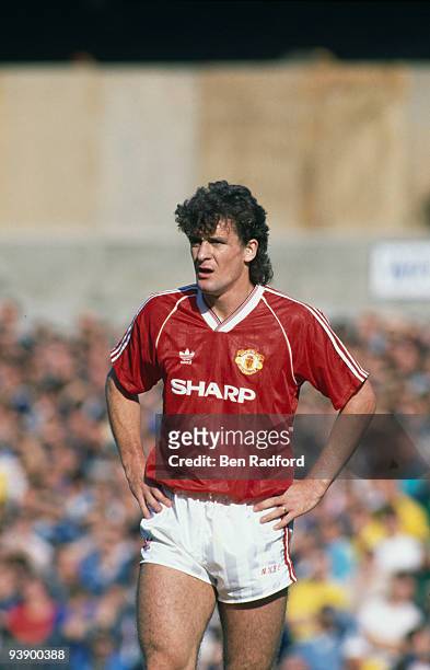 Mark Hughes, Manchester United forward and Welsh international, during a league game against Tottenham Hotspur at White Hart Lane, 19th April 1986....
