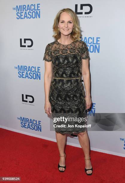 Helen Hunt attends Mirror And LD Entertainment Present The World Premiere Of "The Miracle Season" at The London West Hollywood on March 27, 2018 in...