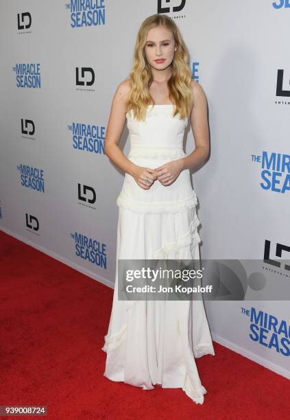 Danika Yarosh attends Mirror And LD Entertainment Present The World Premiere Of "The Miracle Season" at The London West Hollywood on March 27, 2018...