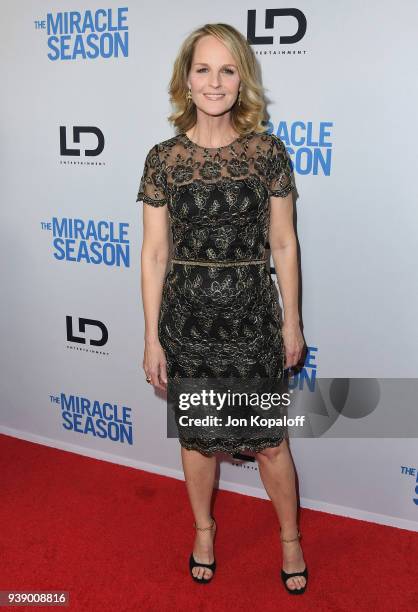 Helen Hunt attends Mirror And LD Entertainment Present The World Premiere Of "The Miracle Season" at The London West Hollywood on March 27, 2018 in...